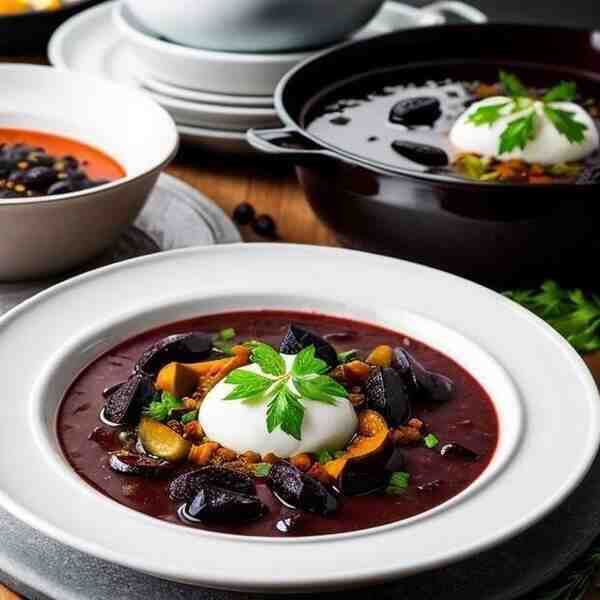 Кубанский борщ с фасолью и черносливом